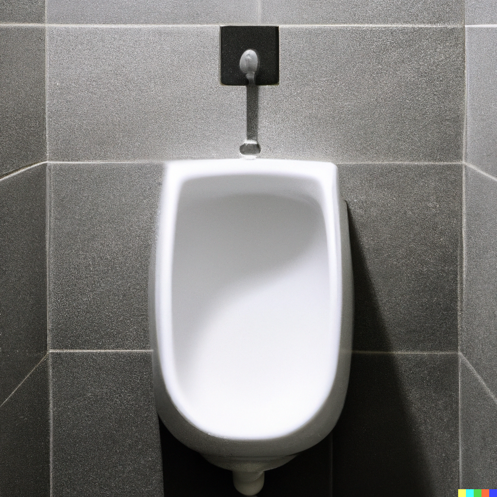 DALL·E 2023-03-15 15.22.11 – A photorealistic image of a very clean and new waterless urinal in a public washroom